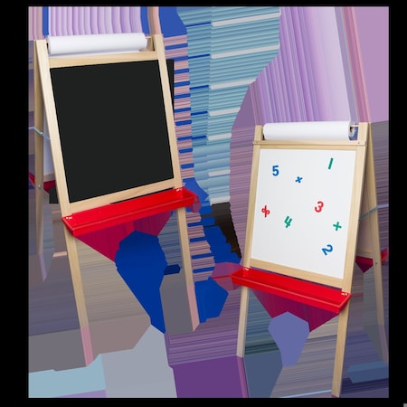 Flipside Deluxe Magnetic Paper Roll Easel Black Chalk/White Markerboard 17443